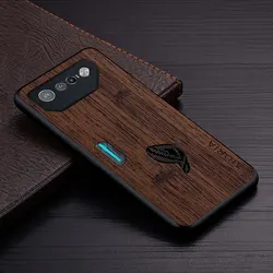 Luxury Bamboo Wood Pattern Leather Phone Case - Elegant Design Cover (Coffee)