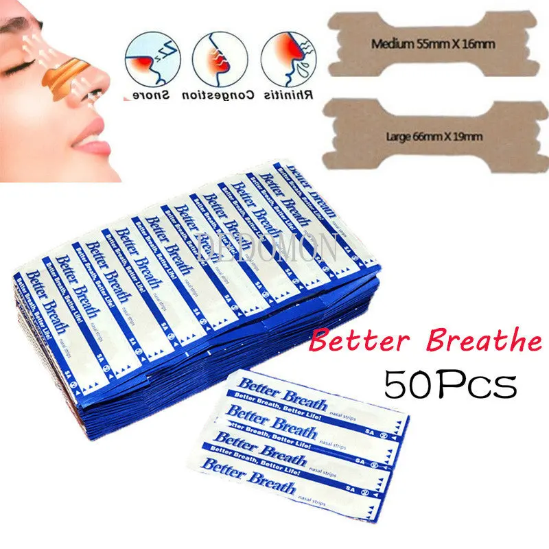 Nasal Strips Breathe Stop Snoring Anti Snoring Easier Better Breathe Health Care 50 Pcs