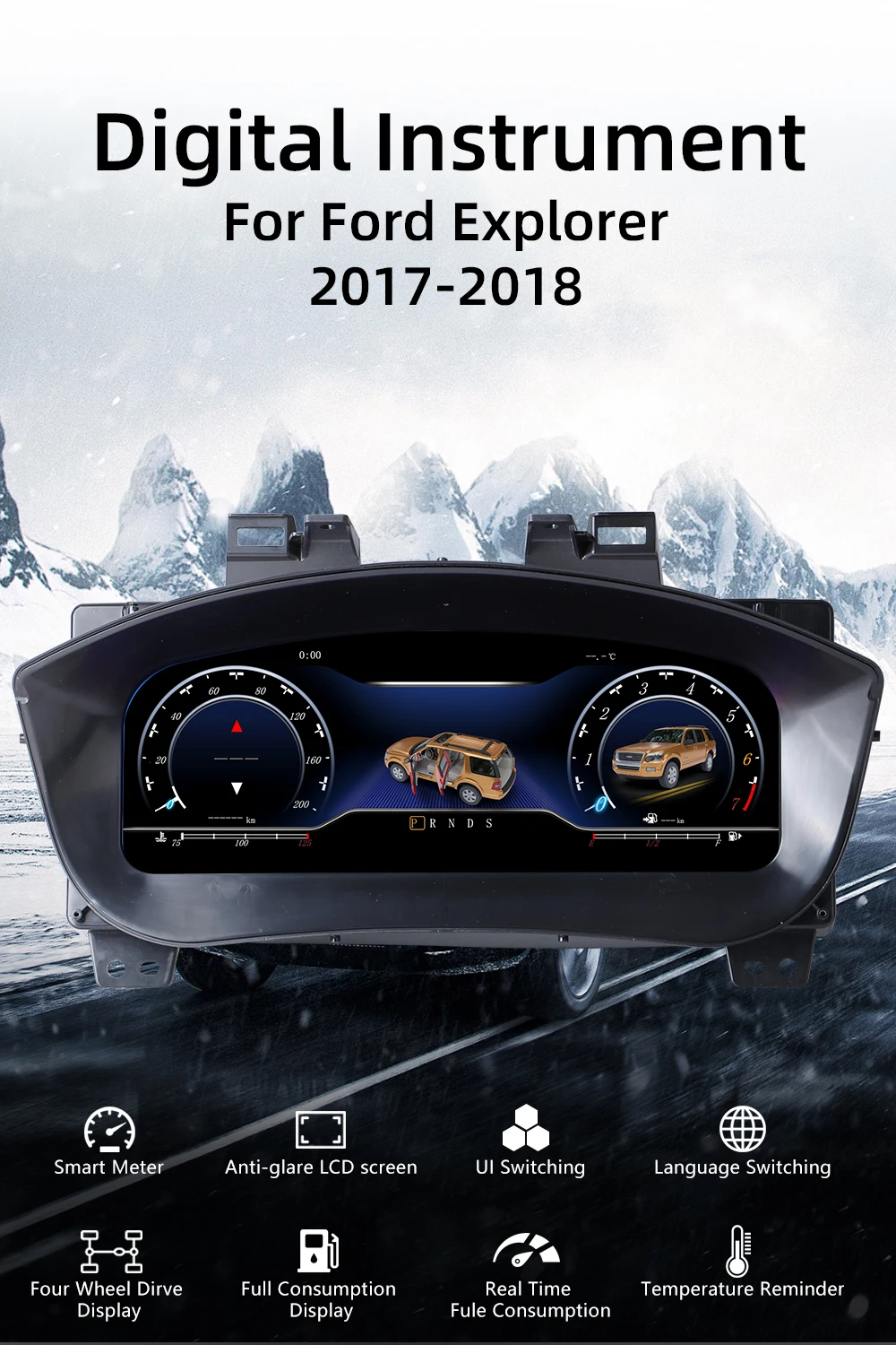 Digital Instrument Cluster Display For Ford Explorer 2017-2018 Speedometer 12.3”