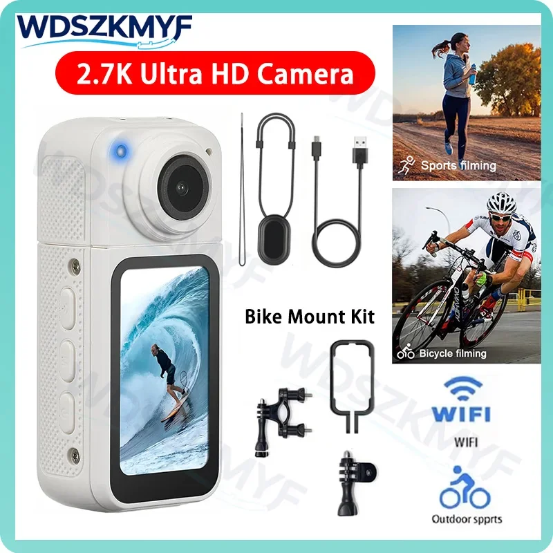 New 2.7K Mini Action Camera WIFI Motorcycle Recorder 180° rotating lens Motorcycle Road Sport Cam Bicycle Vlog Body Camera/1080P