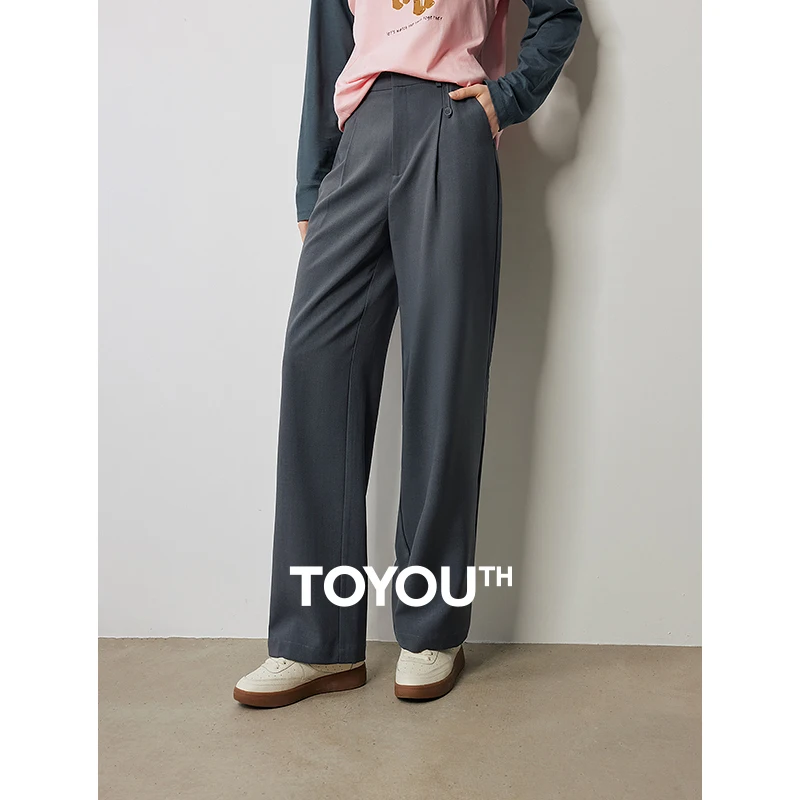 Women Casual Pants denim trousers women sweatpants women yoga pants Autumn High Waist Straight Wide Leg Ankle Length Trousers