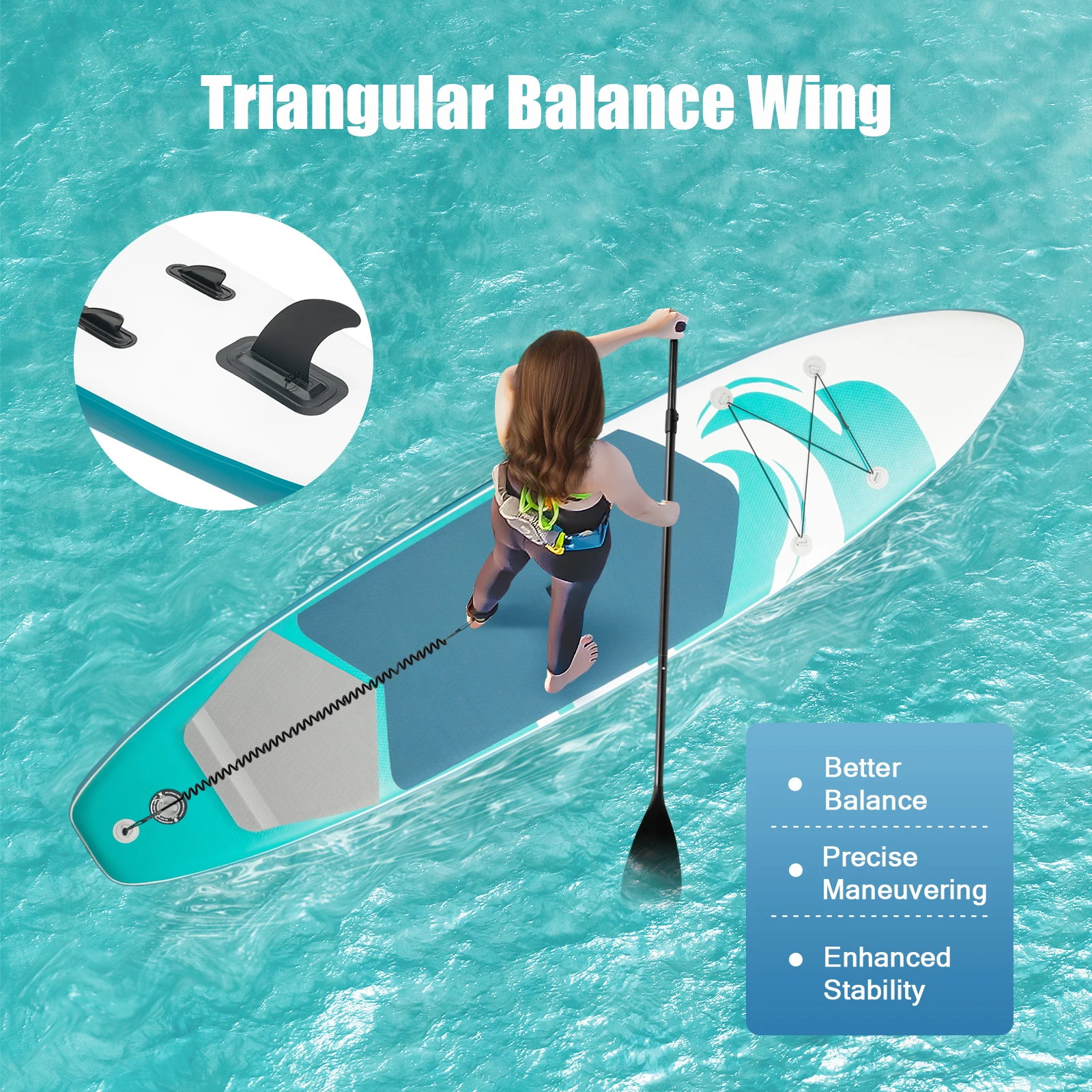 Portable Inflatable Stand Up Paddle Board Premium PVC EVA 330.69lbs Maximum Load Full Kit for Adults/Youth