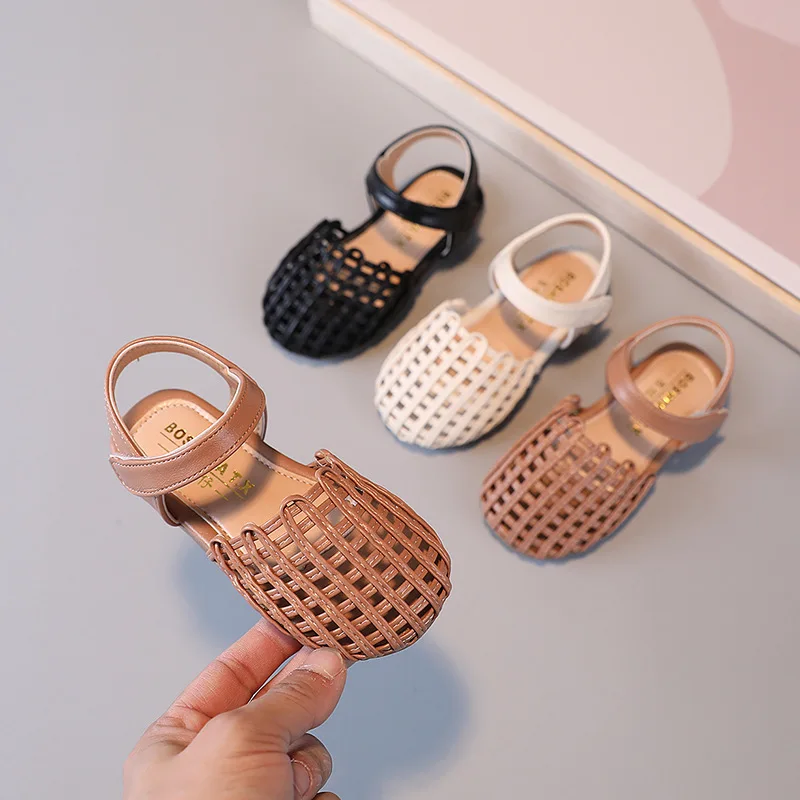 

New Girl Sandals Hollow Out Vacation Gladiator Style Outdoor Children Flat Toddler Fashion Summer Weave Soft Bottom Kid Shoes