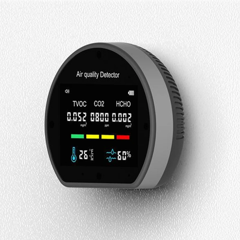 

Цифровой монитор качества воздуха CO2 HCHO TVOC метр с дисплеем температуры и влажности с сигнализацией ВКЛ/ВЫКЛ черный/розовое