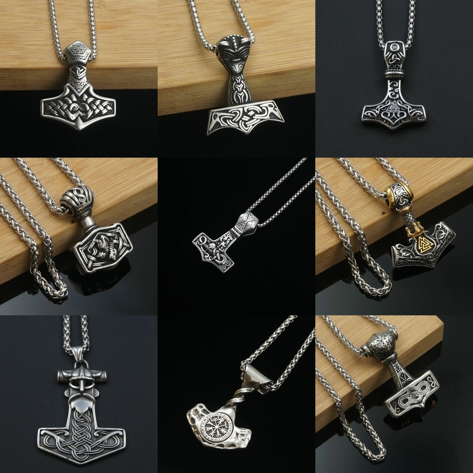 Nordic Viking Mjolnir Thor Hammer Pendant for Men Tarnish-Resistant  316L Stainless Steel Jewelry 2