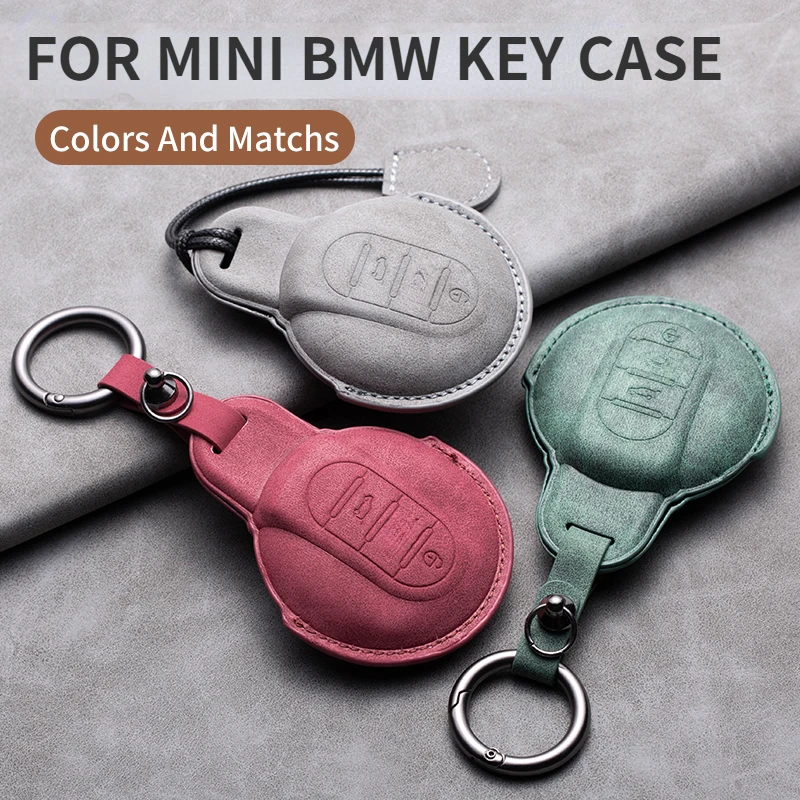 

Leather Car Remote Key Case Cover for BMW Mini Cooper F55 F56 F57 F54 F60 JCW Clubman Countryman Car Key Fob Holder Accessories