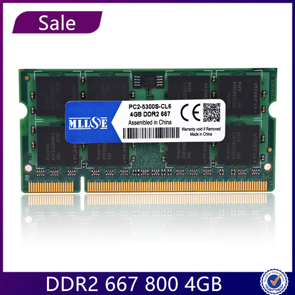 MLLSE DDR2 800 Mhz 667 Mhz 4GB Memory PC2-6400s PC2-5300s Sodimm For Laptop Notebook Ram Ddr2 667MHZ 800MHZ 4G Memoria Tested