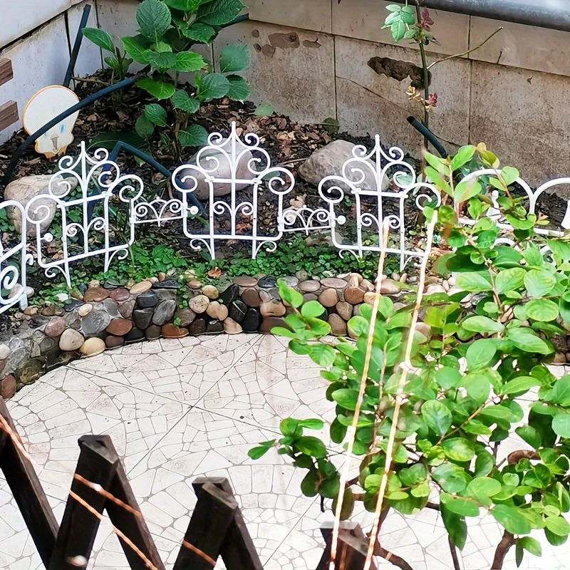 6pcs Garden Fence-Enhance Your Outdoor Space with European Plastic Fence & Imitation Iron Art Balcony Garden