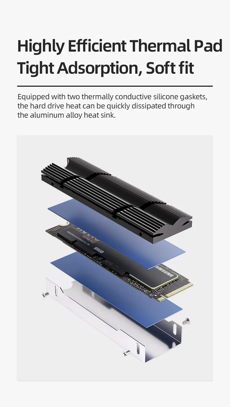 M2-9 M.2 2280 SSD Heatsink, Double-Sided Heat Sink, with Thermal Silicone Pad fo