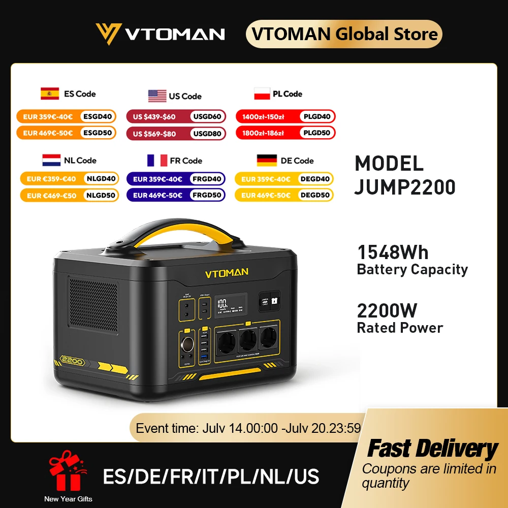 VTOMAN JUMP 2200 przenośna stacja zasilania z Polski za $469.15 / ~1792zł