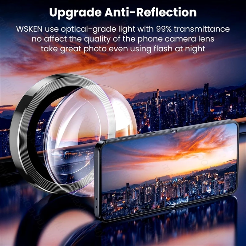 Premium Metal Camera Protector Ring with Tempered Glass Back Cover