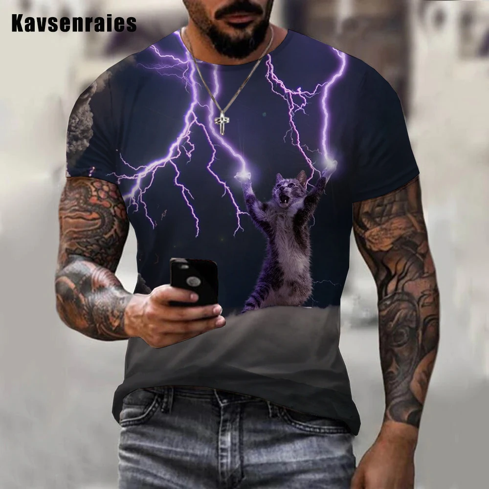 

2023 Latest Cool Animal Cat 3D Printed T-shirt Women Men Fashion Casual Oversized Short Sleeve Tee Shirts
