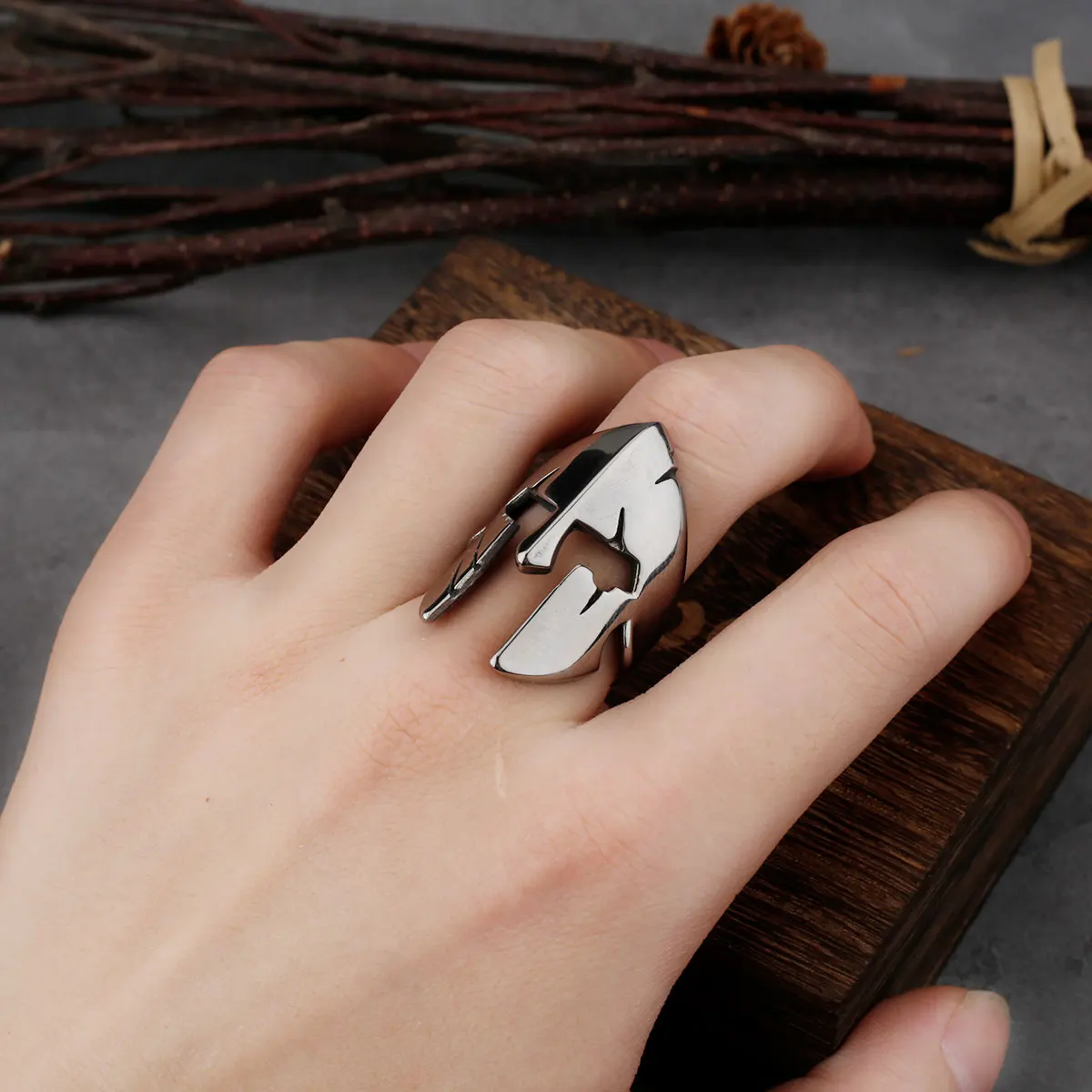 Anillos Espartanos Anillo De Casco Espartano De Acero Inoxidable