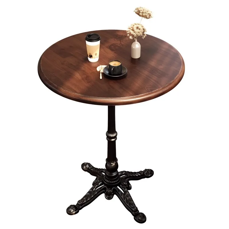 Retro Solid Wood Round Table for Milk Tea Coffee Shop Western Restaurant Dessert Bakery 9 wood round table