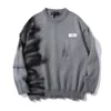 American High Street Design Graffiti Round Neck Sweater Men's Ins Brand Retro Lazy Wind Hole Sweater Street Trend Loose Pullover 1