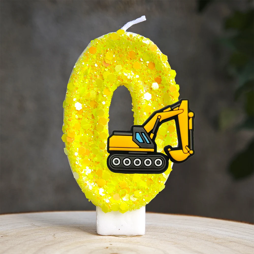 Engineering Fahrzeug Kerze Nummer 0-9 Geburtstag Kuchen Kerze Dekor Bagger Geburtstag Party Kuchen Topper Baby Dusche Dekor Geschenk – Detail 11
