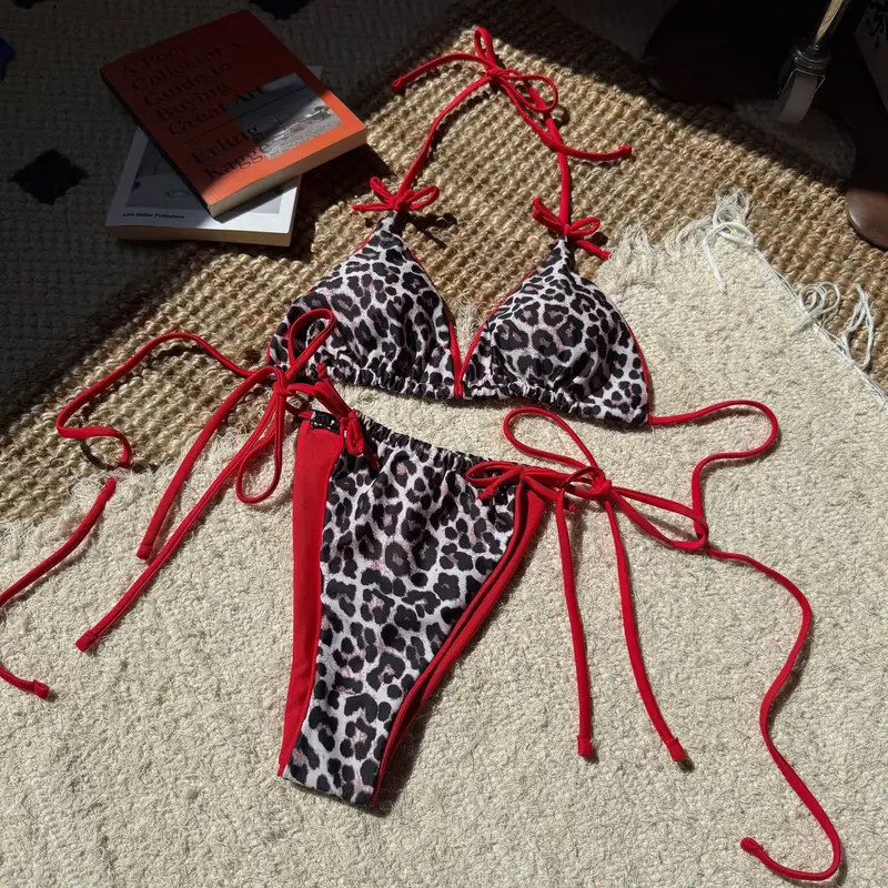 Sexy Leopard Bikini Suit Women Strap Push Up Swimsuit
