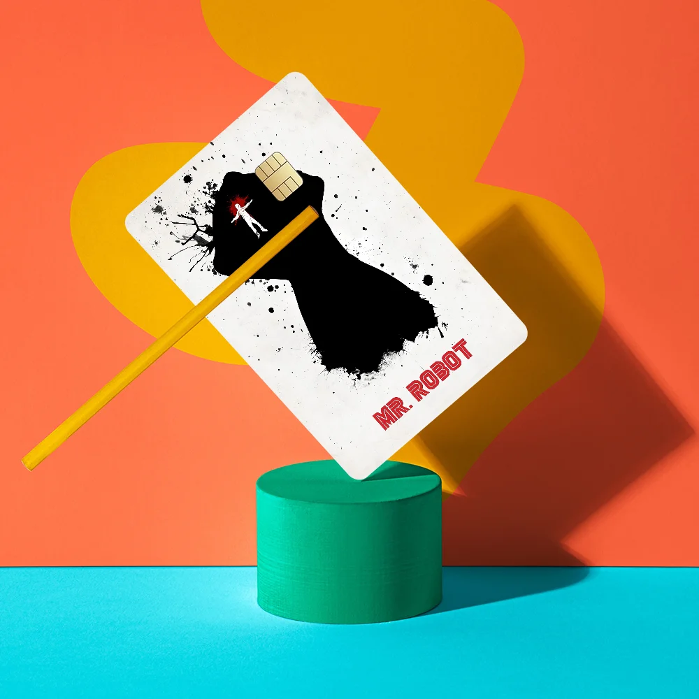 Movie-Mr. Robot Anime Cartoon Skin Stickers Film Tape Case For Big Credit Debit Card Front Side