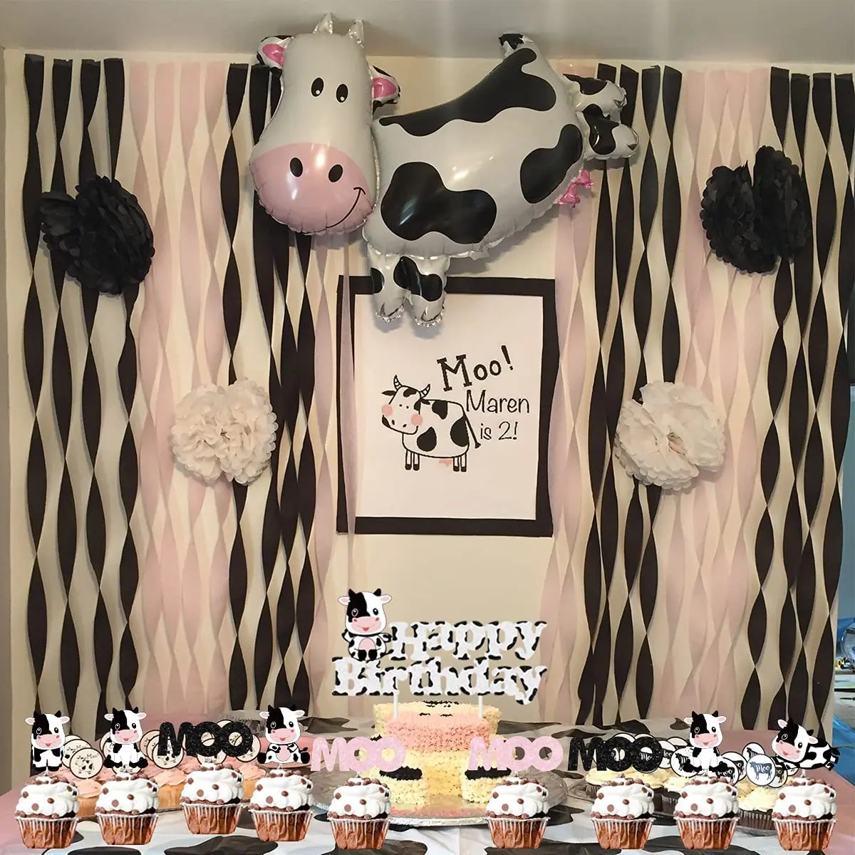 Décoration de gâteau joyeux anniversaire en forme de vache, pour garçon et  fille de 1, 2 et 3 ans, style Moo Chi, fournitures de décoration de fête,  25 pièces - AliExpress