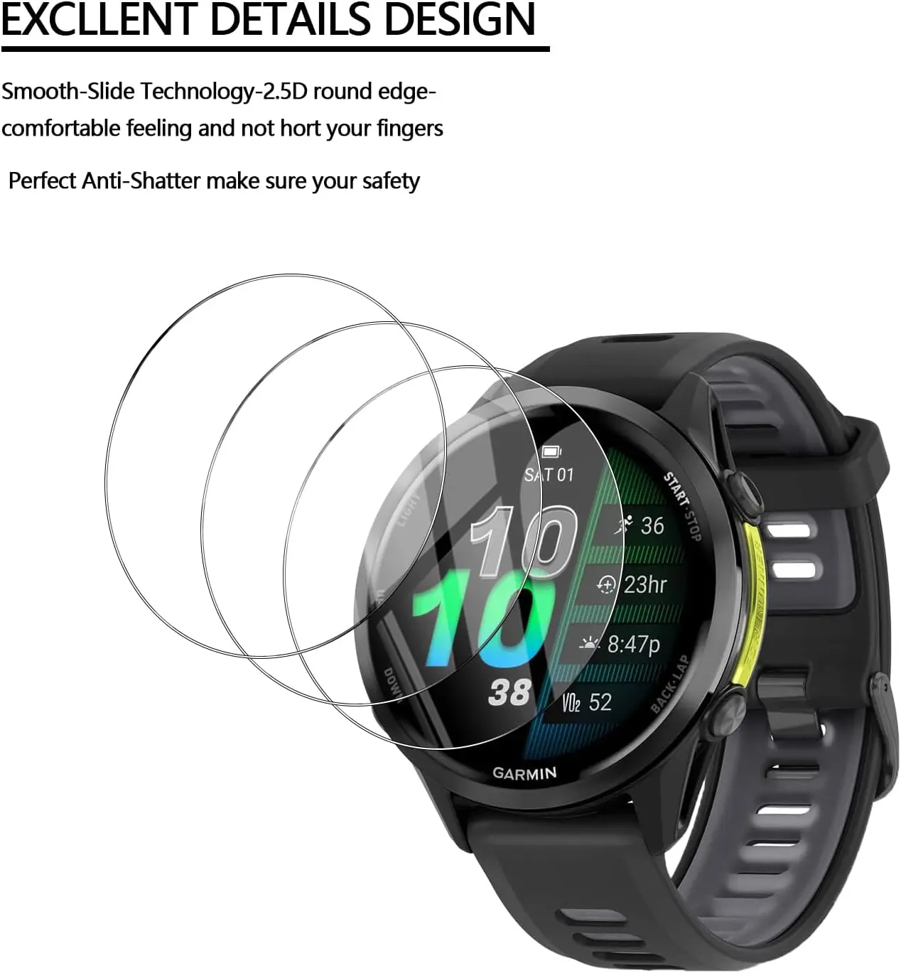 Garmin Forerunner 970용 화면 보호기 Garmin Forerunner 970용 강화 유리 긁힘 방지 보호 필름 액세서리