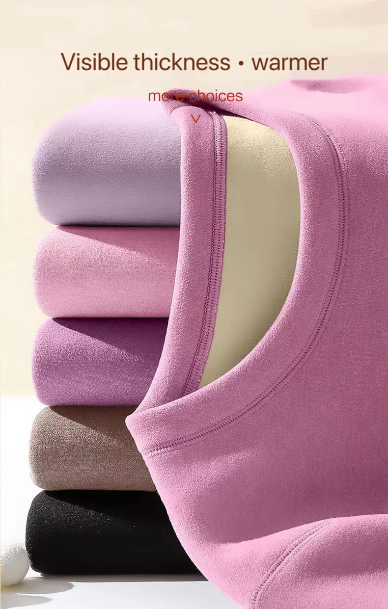 Description Picture 4 of item1Set Ultra Thick Thermal Underwear Set Women's Seamless Layer Warm Lingerie Winter Long Sleeve Bottoming Thermal Clothing Sets