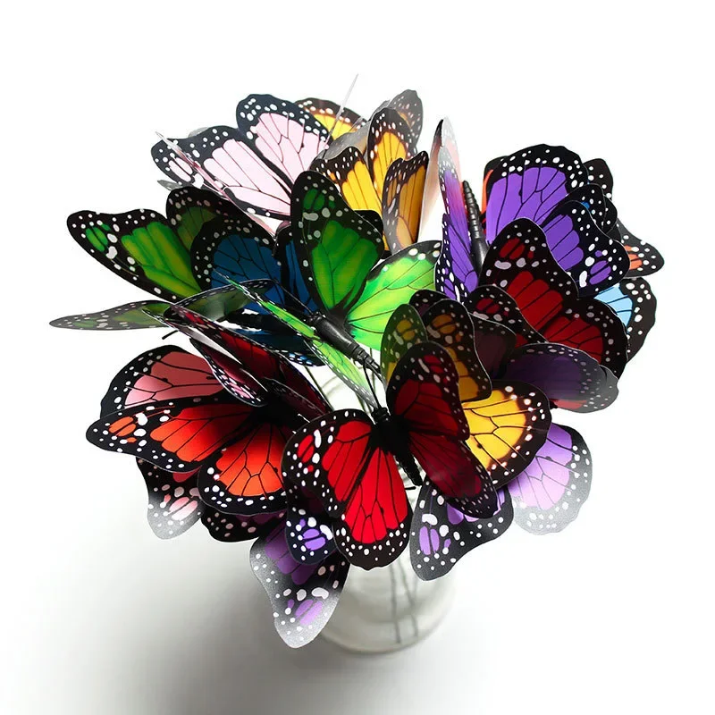 Butterfly Decoration Garden Art Decor 10/20 pcs 3D Monarch Butterfly Simulation Butterfly Waterproof Garden Flower Wedding Yard Planter Outdoor Flower Pots Decoration