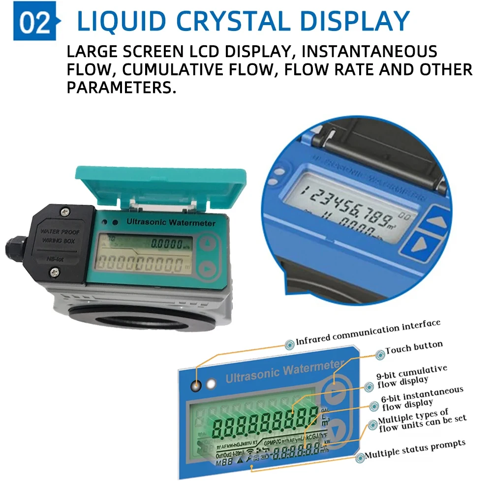 Digital Ultrasonic Flow Meter RS485 Card Type Pipeline Water Meter Industrial Agriculture Irrigation Water Flow Sensor DN50-150 flow meter,water flow meter,turbine flow meter,digital turbine flow meter