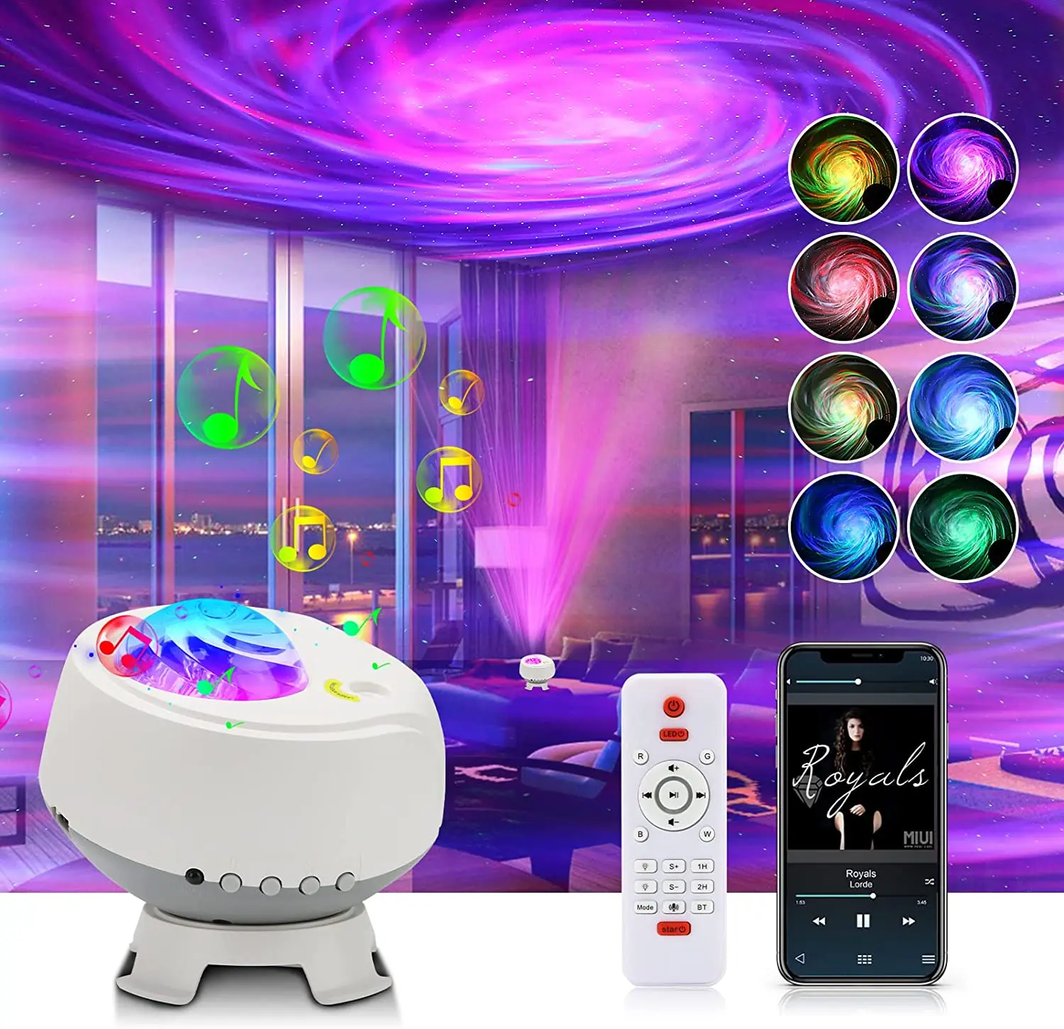 

Aurora Star Night Lights Projector Galaxy Moon Projector Lamp with Bluetooth Speaker LED Starry Sky Gift for Kids Adults Room