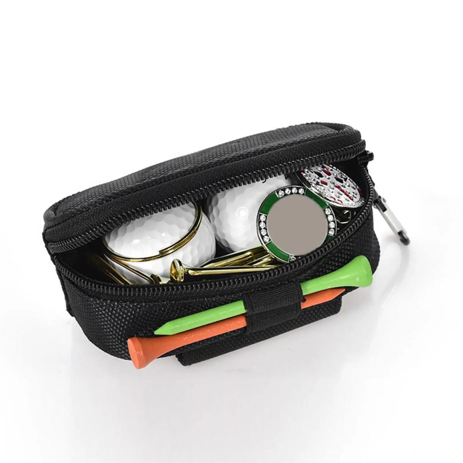 Golf Ball Holder Bag Utility Zipper Waist Pouch 3 Golf Balls 2 Golf Tees Outdoor