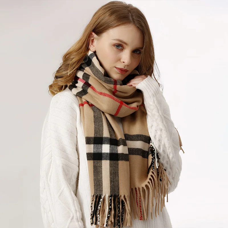 2022 New Plaid Scarf Female Autumn And Winter Classic Versatile Imitation Cashmere Two -Purpose Bibwinholi