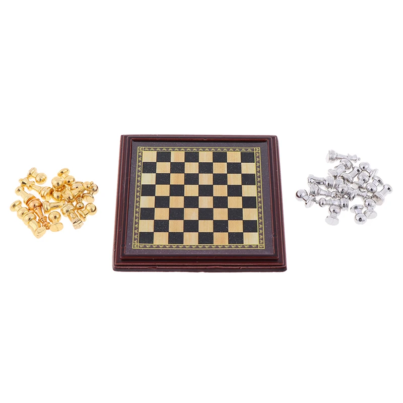 1 Set 1/12 Skala Dollhouse Miniatur Internationalen Schach Set Pretend Spielen Puppe Haus Möbel Hause Dekoration Zubehör Spielzeug – Detail 8