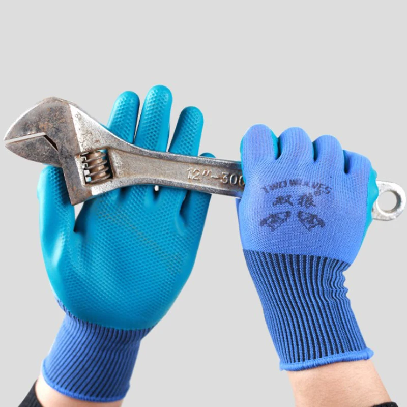 

Working Gloves Polyester Grey Latex Glove Wostar Protective for work Garden Durable Non-slip Waterproof Gardening Gloves