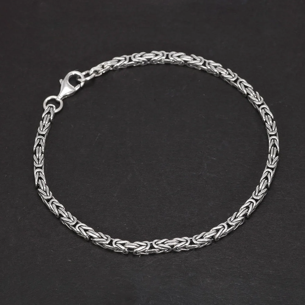 Real S925 Sterling Silver Braided Viking Bracelet Chain