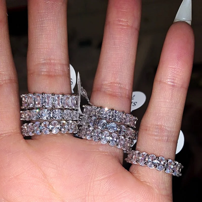 Anillo De Proma Femenina De Plata De Ley S925, Corte Princa, 4mm, Moissanita, Anillos De Compromiso Para Boda Para Mujer Y Hombr, Joyería De Moda - AliExprs 36