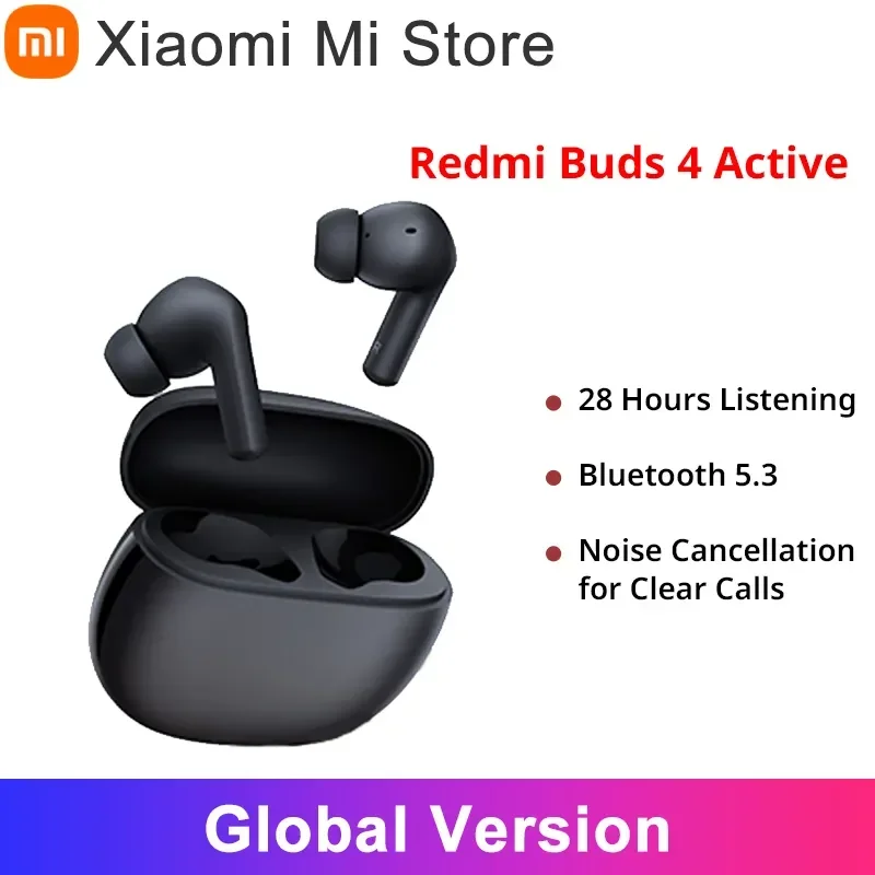 

Redmi Buds 4 Active глобальная версия Xiaomi наушники до 28 часов прослушивания шумоподавления для четких звонков Bluetooth 5,3