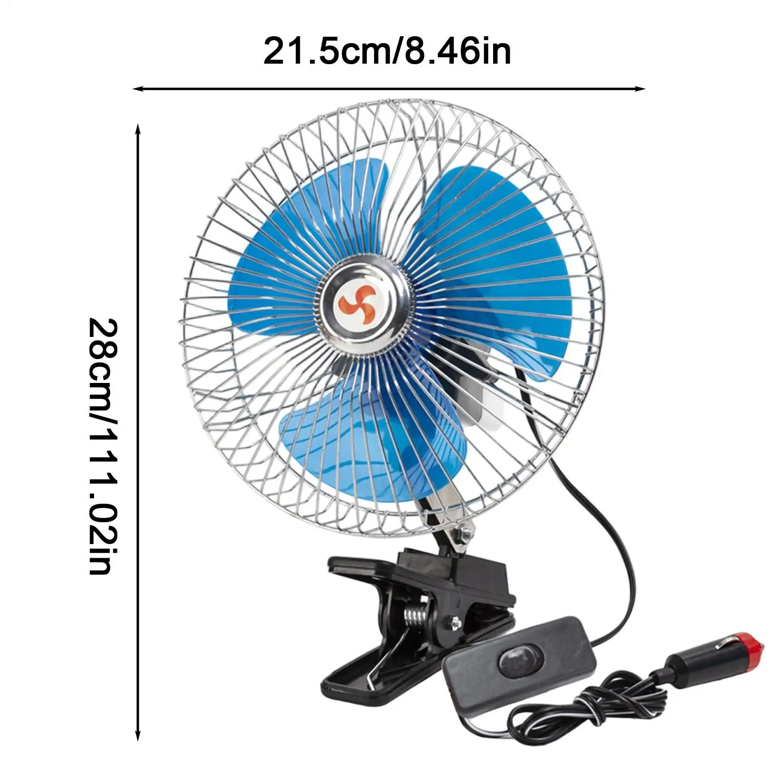Ventola di Raffreddamento per Auto 24V con Oscillazione Automatica, Ventilatore a Morsetto per Veicoli, Gadget di Raffreddamento per Auto, Camion, Berlina, SUV, Camper, Campeggio - Image 6