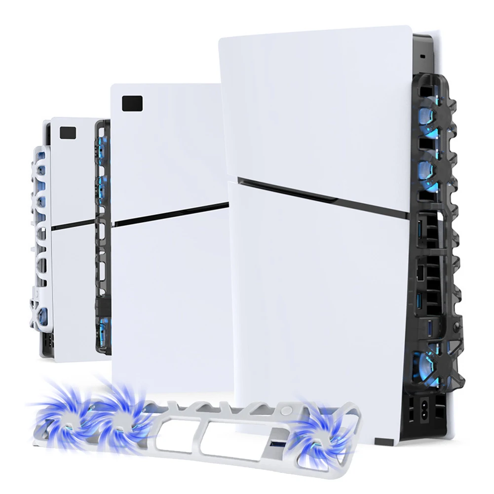 For SONY PS5 Slim Cooling Fan with LED Light and 3 Fans Efficient Cooling System For PlayStation 5 Slim Digital / Disc Version