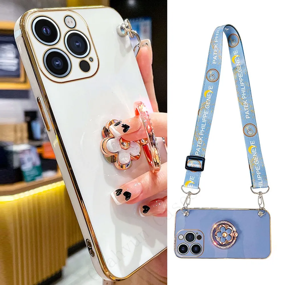 Crystal Flower Phone Case With Ring Holder For Apple Iphone_voghion.com
