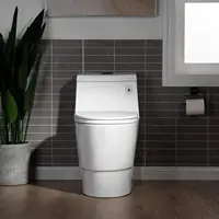 One Piece Toilet with Soft Closing Seat Chair Height 1.28 GPF Dual Water Sensed 1000 Gram MaP Flushing Score Toilet with Chrome 2