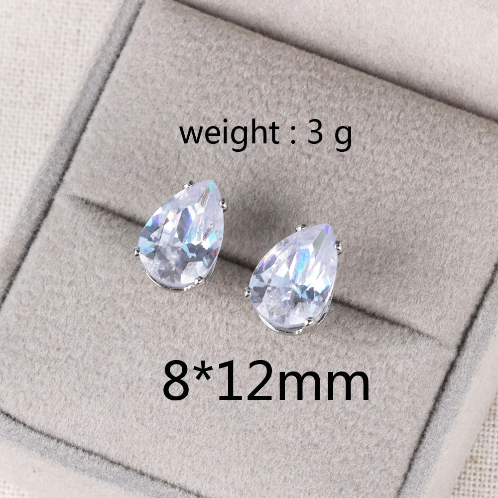 Zarte wassertropfenförmige Ohrstecker, luxuriöse silberne Farbe, Kristall-CZ-Ohrringe für Damen, modischer, vielseitiger Schmuck – Detail 8
