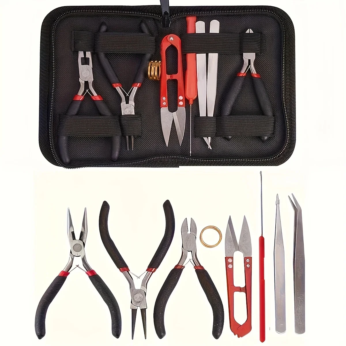 DIY Jewelry Making Tool Set 8pcs Handmade Pliers, Scissor, Tweezers, Jump Ring Opener, Suitable For Jewelry Handmade Pracise