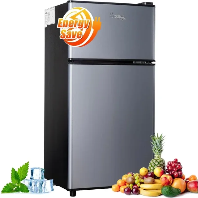 Mini Fridge with Freezer, 2.9 Cu.Ft Small Fridge,Energy Saving, Low Noise,7 Adjustable Thermostat,Double Door Small Refrigerator 1