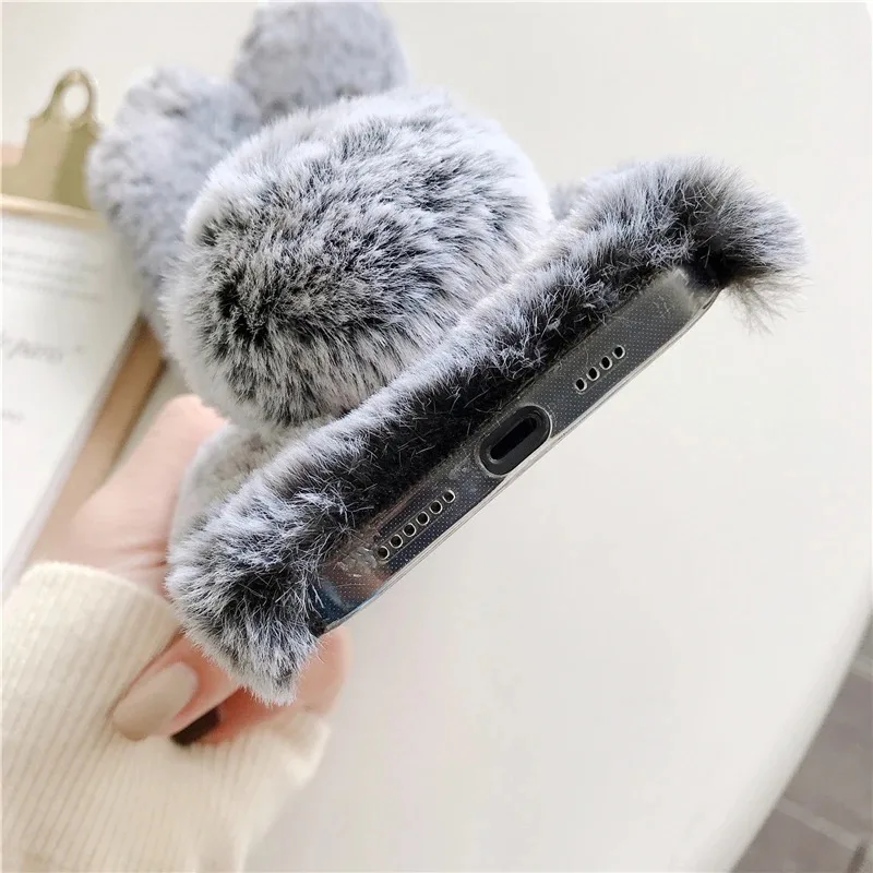 Warm Furry Rabbit Bunny Fur Soft Plush Phone Case Cover