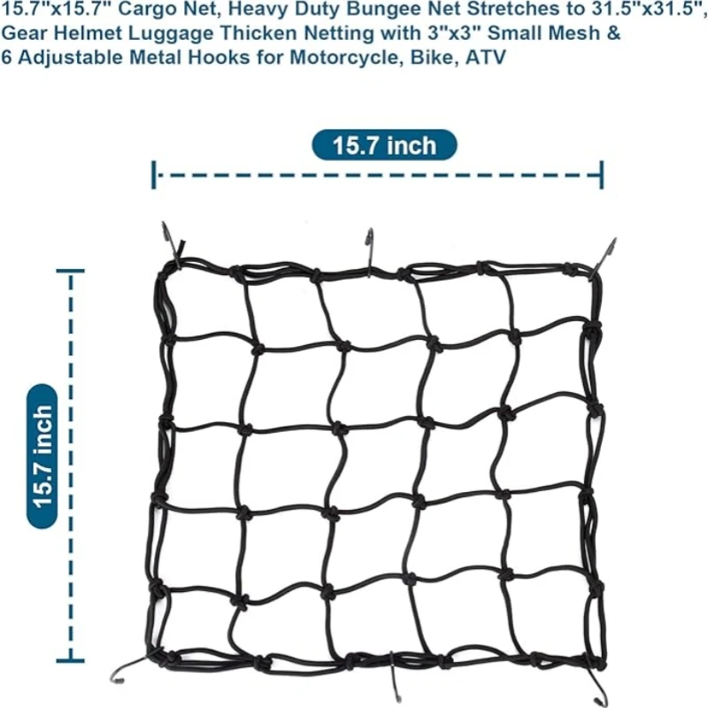 15"x 15" Bungee Cargo Net 2 PCS Bungee Cord 1 PCS For Bicycle Motorcycle Luggage Fixed Strap Rope motorcycle cargo net motorcycle bungee net motorcycle luggage net motorcycle luggage strap motorcycle luggage rope
