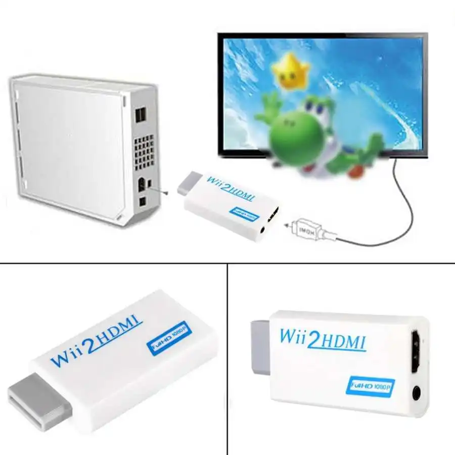Wii To HDMI 720P/1080P 업 스케일링 컨버터 어댑터, 3.5mm 오디오 비디오 출력
