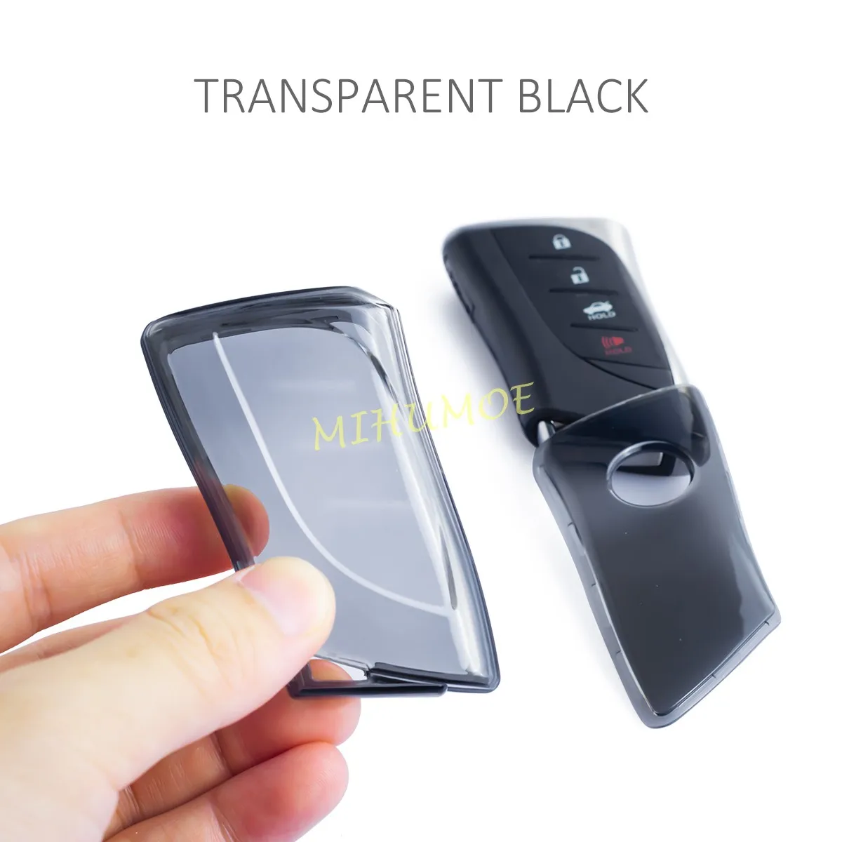 Sleek Black Transparent Car Key Fob Cover with Keychain Attachment
