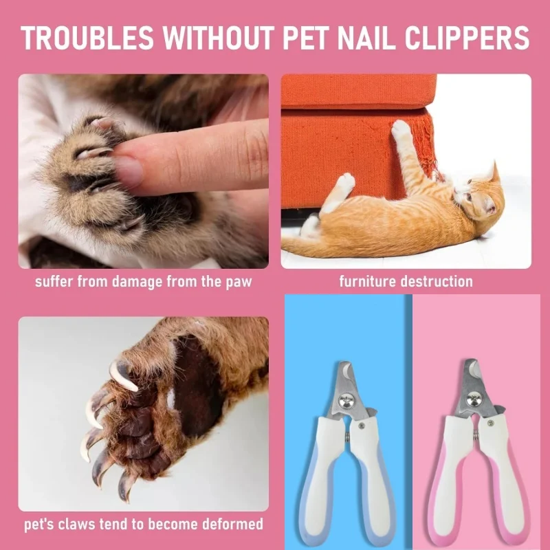 Pet Nail Clipper Dog Professional Nail Trimmers with Safety Guard Sharp Stainless Steel Cat Clipper Pet Grooming Tools