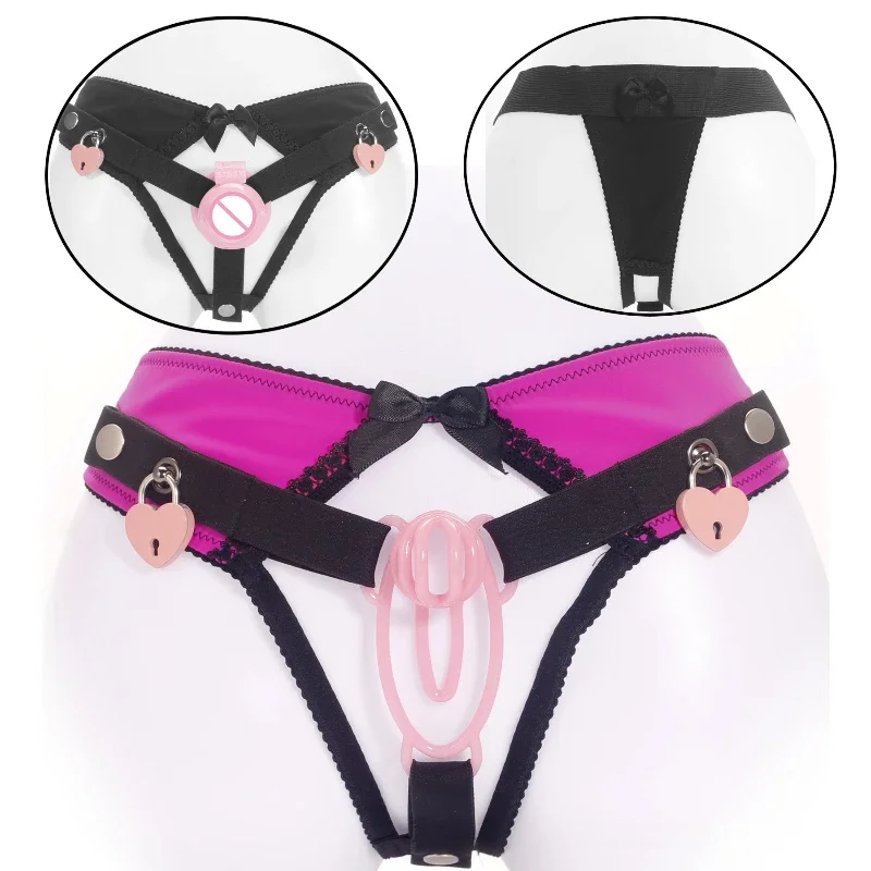 Anti-Falling Harness for Sissy Chastity Cage Male Training Lockable THONG Chastity Panties Penis Ring Cock Belt Sex Toy for Male penis chastity cage chastity lock sex toy chastity cage accessory