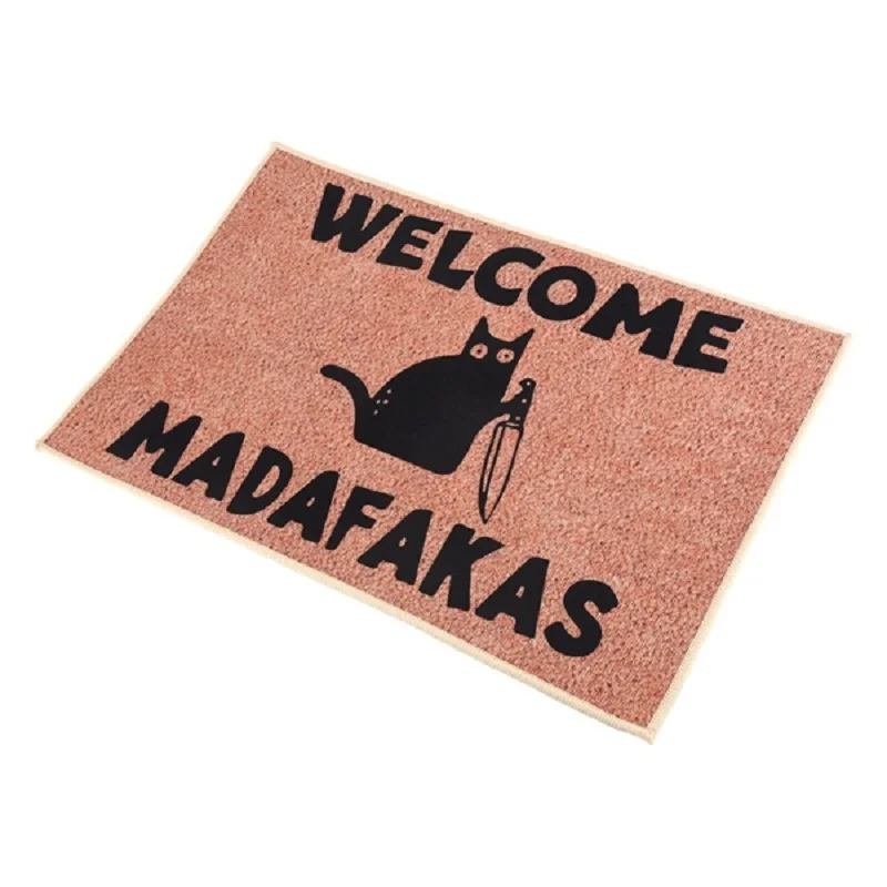 Dark Cat Welcome Madafakas Full Print Doormat Fun Doormat Home Decor Kitchen Bathroom Decor Give People Fun Gifts