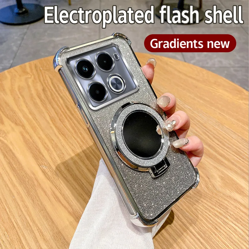 Shockproof Holder Ring Mirror Phone Case with 6D Protection